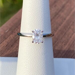Moissanite Oval Sterling Silver Ring